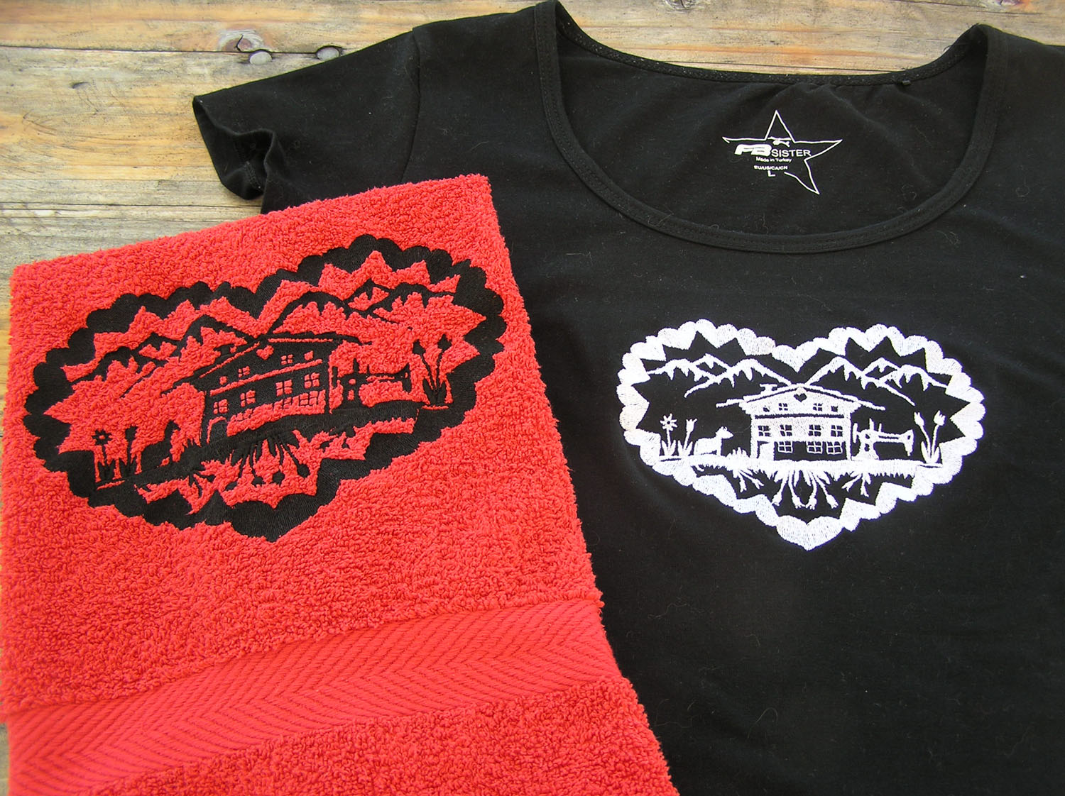 Coeur sur linge et t-shirt