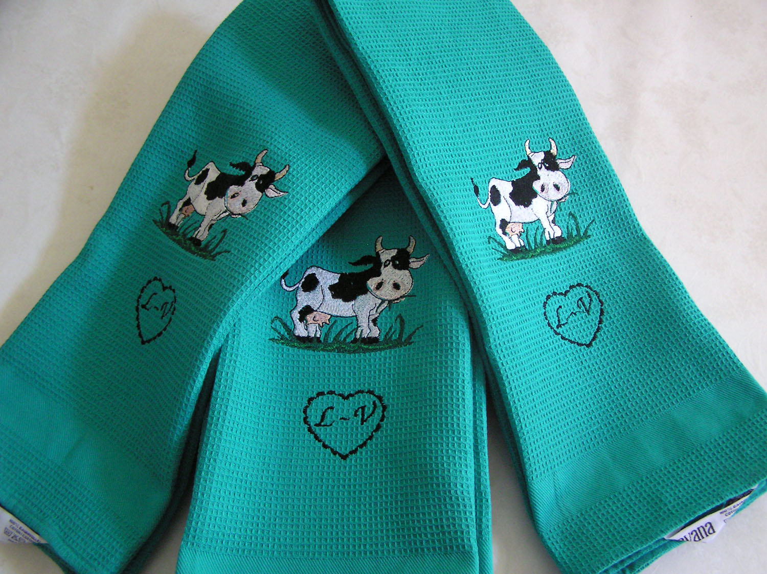 Linge de cuisine vache et coeur L-V